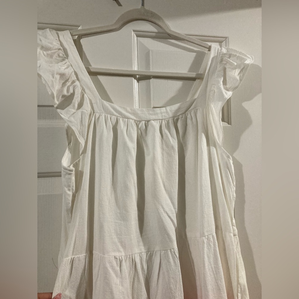 Tiered High-Low Ruffle Dress - White & Pink - Picture 8 of 11